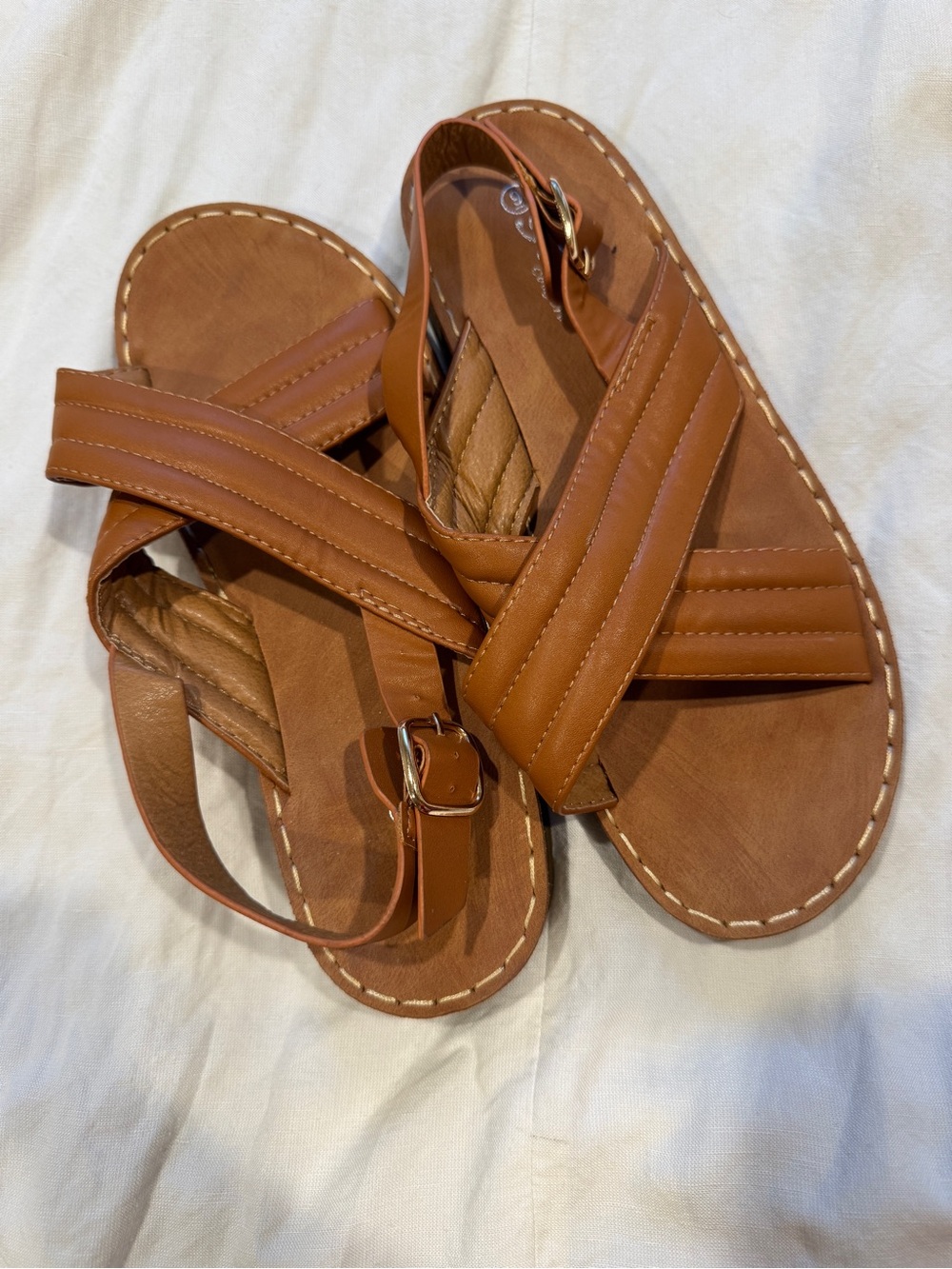 Brown Cross-Strap Sandals